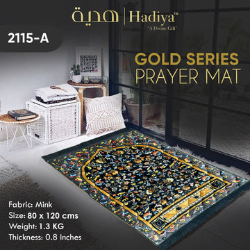 Gold Series Prayer mat Printed Jaye-Nemaaz (Gray Multi Flower)