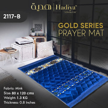 Gold Series Prayer mat Printed Jaye-Nemaaz (Royal Blue Gold)