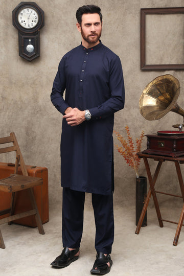 Special Navy Blue Wash & Wear Unstitched Suit MF-05